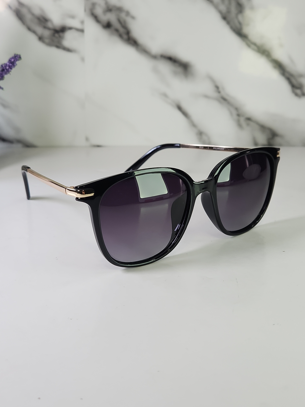 Alfred Sung Polarized Sunglasses Black and Gold Women's Oversized